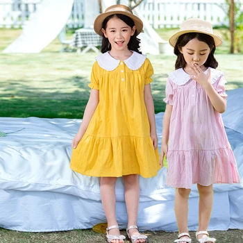 

Girls Dress 100% Cotton Summer 2020 New Teenage Girls Clothes Little Girl Dress 6 7 8 9 10 11 12 14 Years Kids Princess Dress