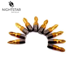 10 шт. 1/" Титан с покрытием отвертки сверла Инструменты 25 мм противоскользящие PH2 отвертка бит