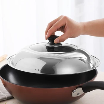 

34CM Cookware Cover Stainless Steel Tempered Glass Lid For Frying Pan Saucepan Cooking Pot Wok With Knob Kitchen Dropshipping