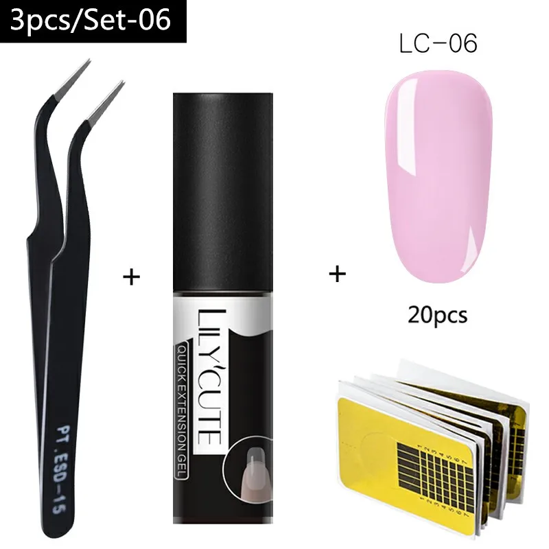 3pcs 6 LILYCUTE 5 мл быстрое удлинение Гель-лак прозрачный розовый ногтей типсы дизайн УФ гель для ногтей поли расширение Гель-лак - Цвет: 3pcs 6