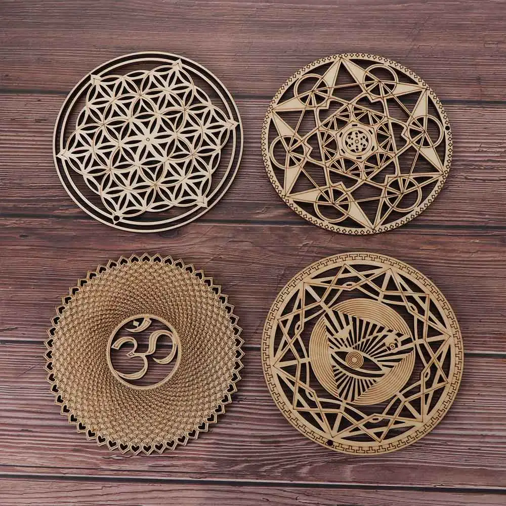 Wooden Wall Sign Flower Of Life Shape Coaster