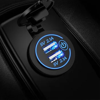 

12V/24V Dual USB Car Charger Adapter with Touch Button 5V / 4.2A Auto Charger for Car Motorcycle Electric Car ATV Boat