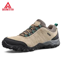 Humtto-zapatos de senderismo de cuero para hombre, calzado deportivo resistente al desgaste, con cordones, para escalada, caza