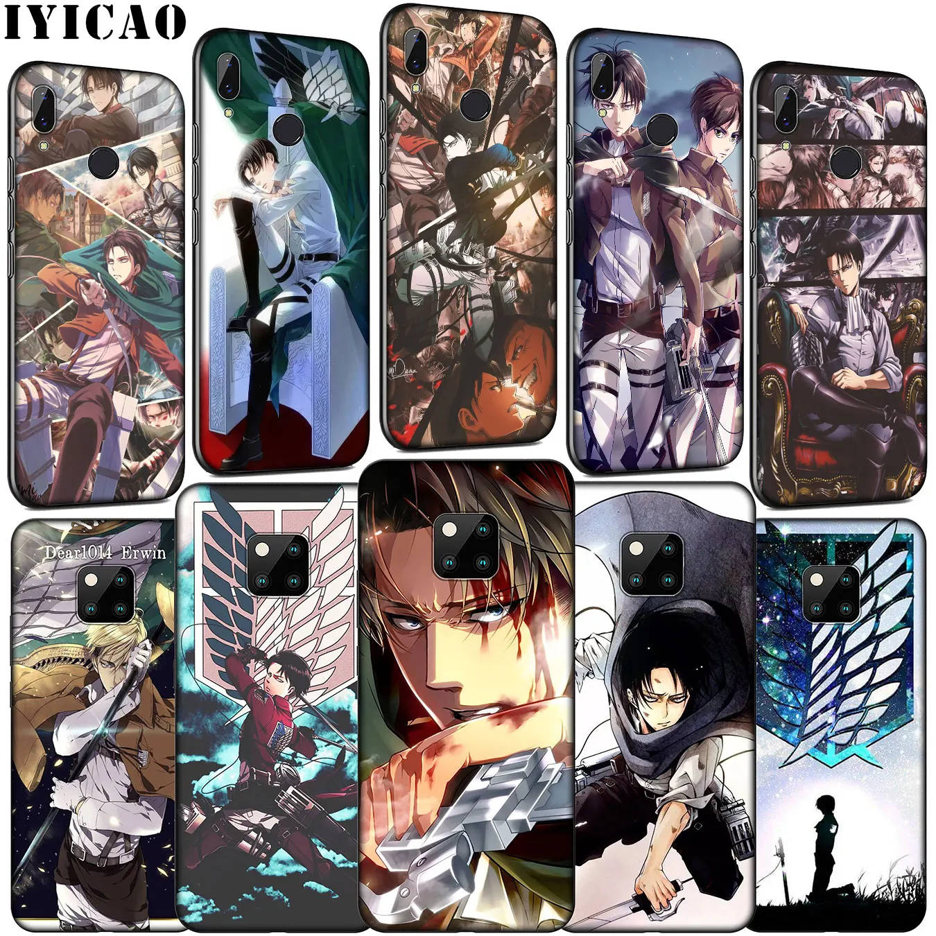 IYICAO Attack On Titan Levi Soft Silicone Phone Case for Huawei Mate 30 20 10 Pro Nova 5i 4 3 3i 2i 2 Lite Black Cover |