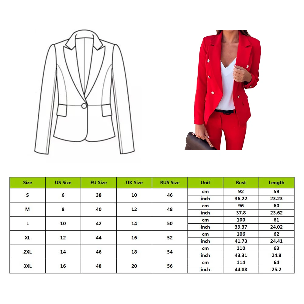 Женский блейзер с длинными рукавами, костюм, пальто, офисная работа, женский мужской пиджак, двубортный тонкий пиджак, плюс размер 3XL, топы