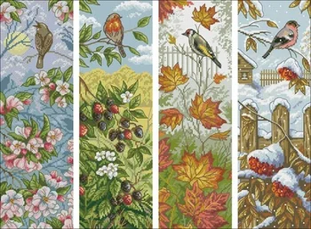 

Four Seasons Birdie patterns Counted Cross Stitch 11CT 14CT 18CT DIY Cross Stitch Kits Embroidery Needlework Sets home decor