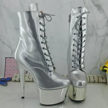 

Leecabe Shinny Silver 17CM/7inches High Heel platform Pole Dance shoes