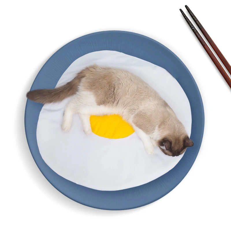 

Yolk Design Omelette Pattern Pet Sleeping Mat Rest Cats Dogs Sleeping Bed Mat White Yellow Warm Nest Supplies NC