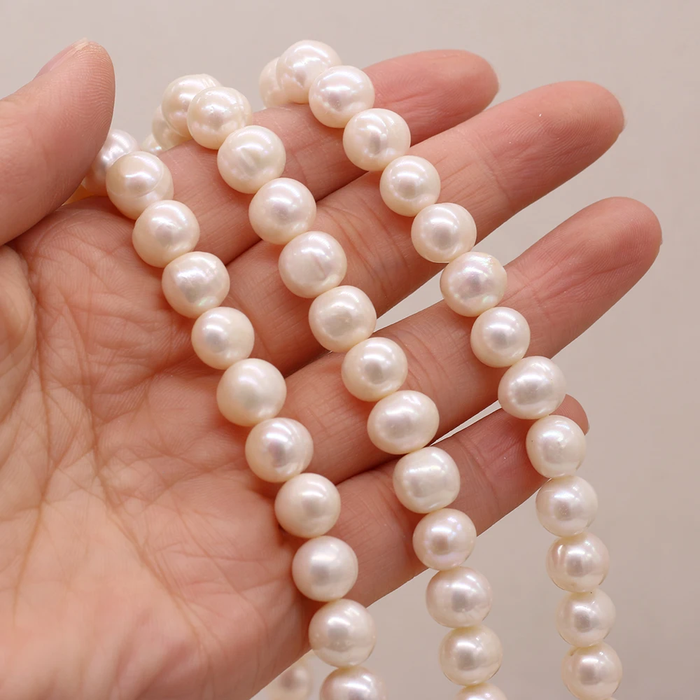 

2PCS White Natural Freshwater Pearl Near Round Beads 9-10MM For Woman Jewelry Making DIY Necklace Accessories Gift Wholesale