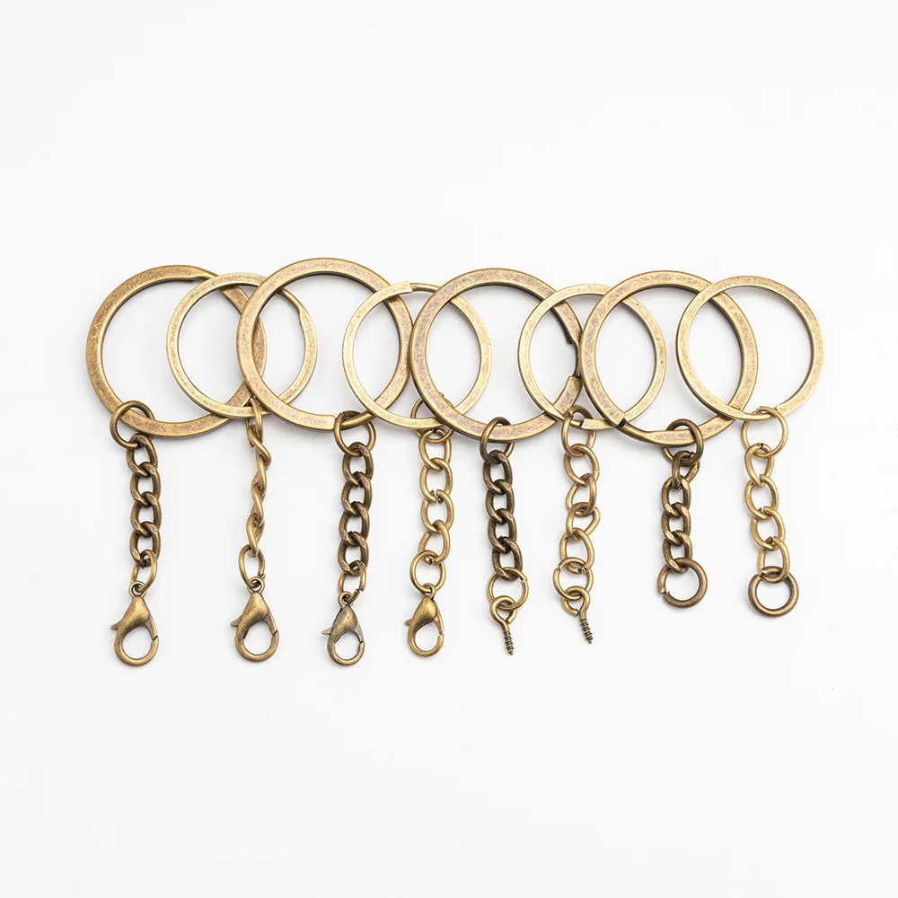10 Pcs X Bulk Keychain Supplies, Key Chain Keyring With Chain, Key Chain  Making, Split Key Ring Holder Bronze, Gold, Copper, Silver, Gold 