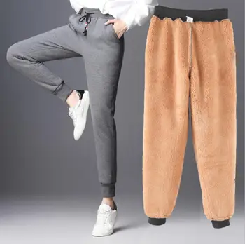 

Winter Cashmere Harem Warm Pants Women's Velvet Thick Lambskin Sweatpant Pants For Women loose Causal Women trousers big size5XL