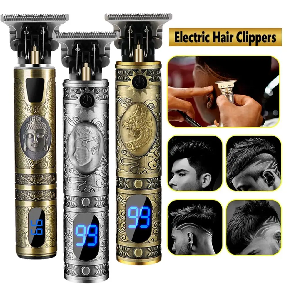 Haircut Kit Men's Basic Cordless USB Rechargeable Beard Shaver Trimmer Hair Cutting Machine LCD Electric Clipper |
