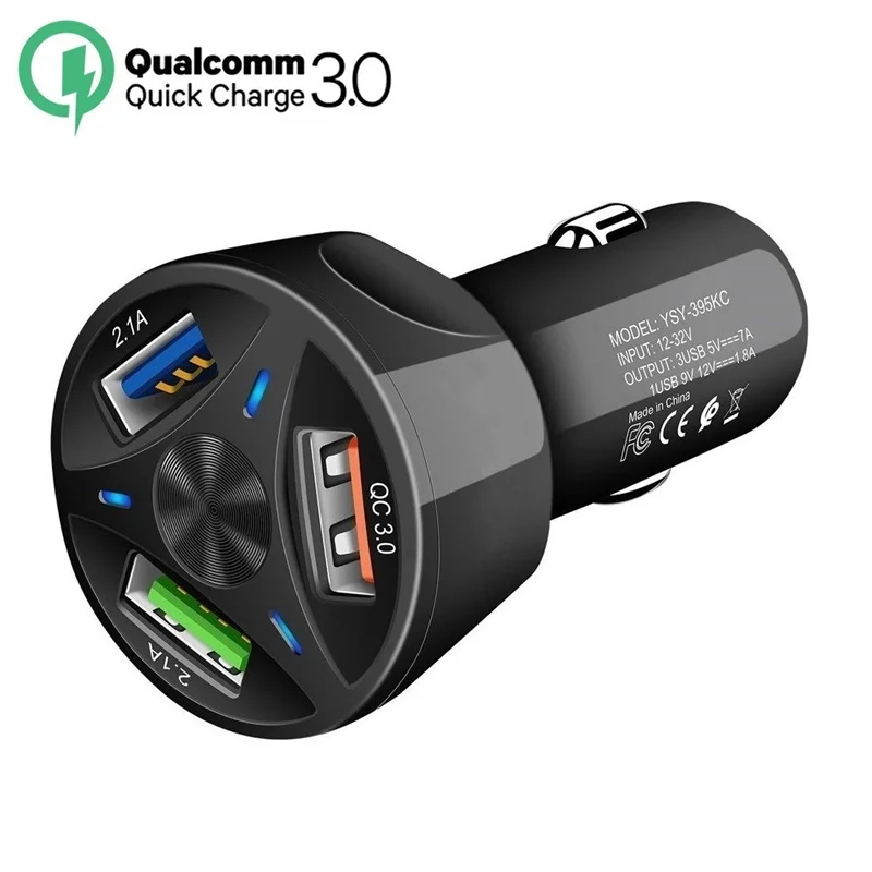 

New Car USB Quick Charger QC 3.0 4.0 Car Charger For Iphone X 8 7 Samsung Note 9 8 S10 Cell Phone Adapter Mini Fast Car Charger