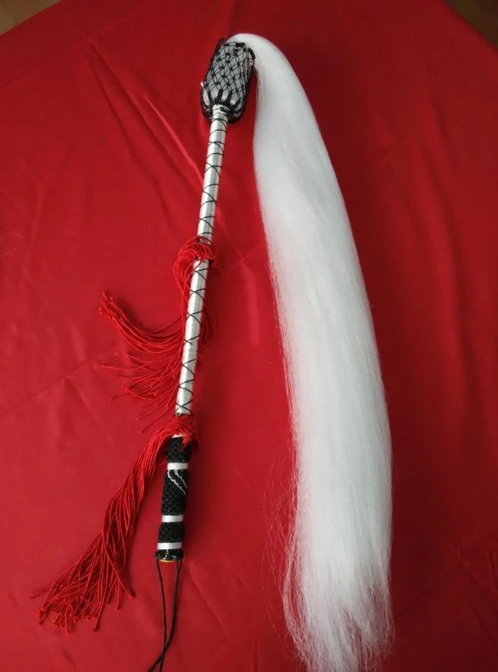 Handle Horsetail,natrue White Real Horse Tail Buddha Dust Props Horsetail Whisk Chowrie Taoism Ponytail Tai Chi Whisk Taoist Tool Gift PF678