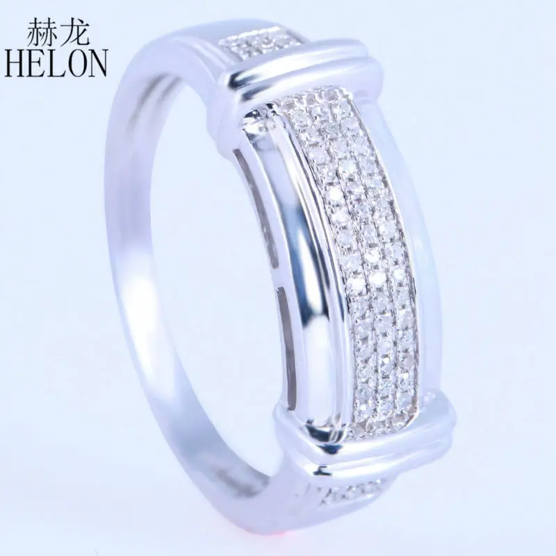 HELON Solid 10K белое золото Pave 0.25ct подлинное натуральное бриллиантовое мужское обручальное свадебное кольцо модные вечерние мужские ювелирные изделия кольцо