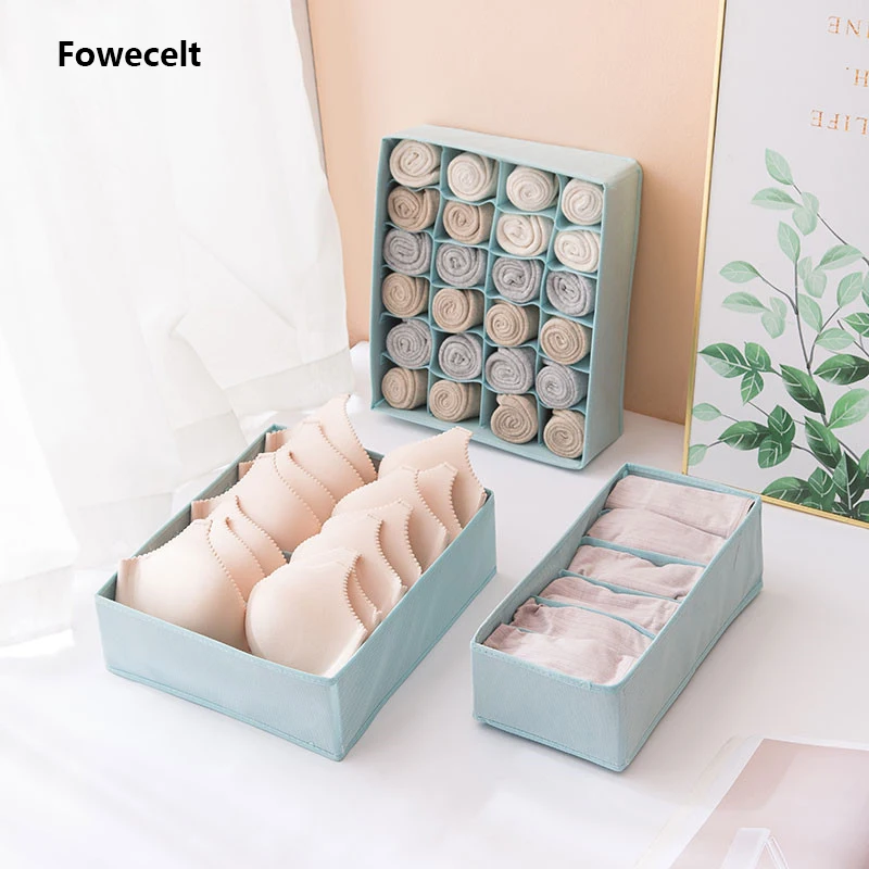 

Fowecelt 3PCS/Set Non-woven Storage Boxes Underwear Clothes Organizer Drawer Closet Organizer For Folding Socks Shorts Bra