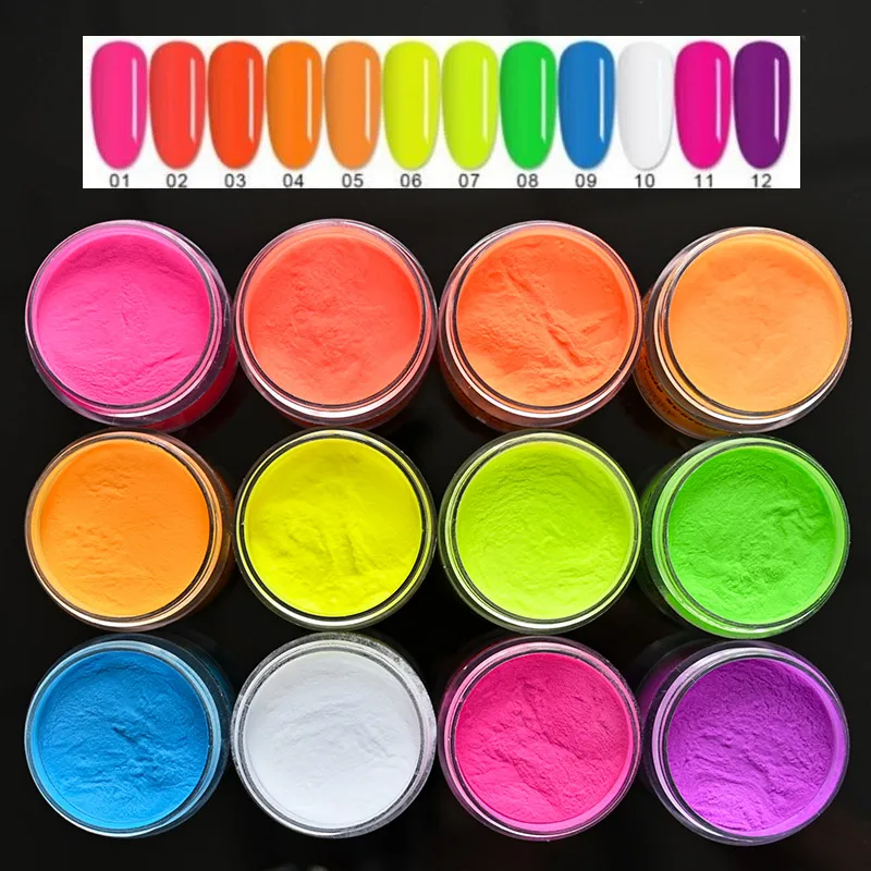 12 Colors 1 oz Acrylic powder Neon coral acrylic powder Nail supplies Coral nail polish Cosmetics Art 28g jar nail powder acrylic nail powder