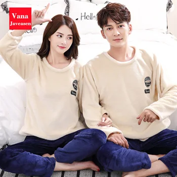 

Flannel Warm Nightwear Winter Pajamas Set Sleepwear Women Pyjamas 2PCS Pijama Cartoon Pattern Couple Homewear Set Christmas