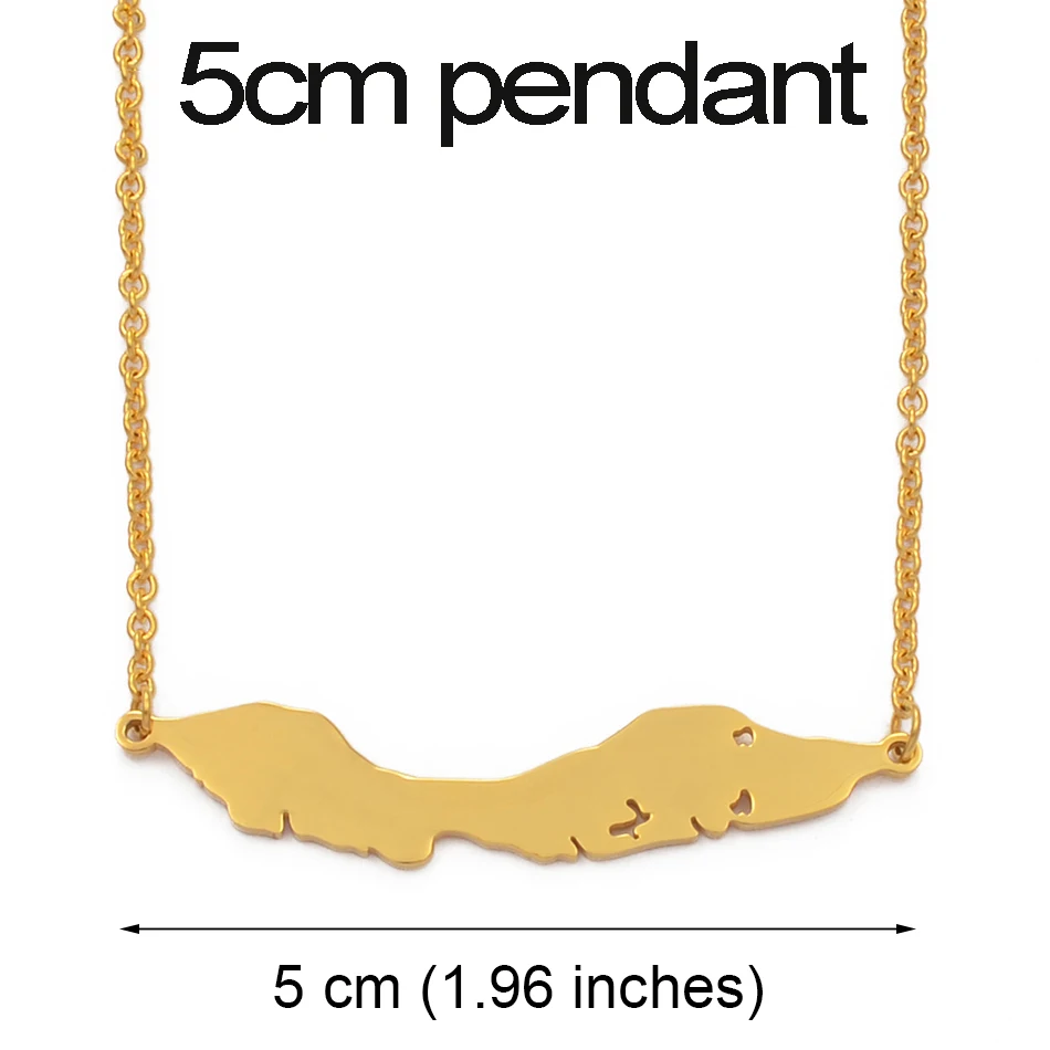 Anniyo 5cm Big Size Curacao Islands Map Pendant Necklaces stainless steel / Gold Color Jewelry Maps Gift #113021 | Украшения и