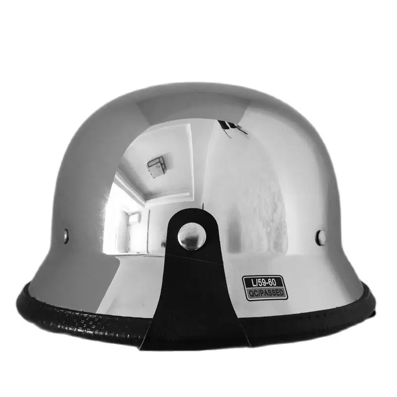 Motorcycle Helmet German Leather Style Pilot Motorcycle Open Face Retro Half Helmet Cruise Chopper Biker Pilot DOT S