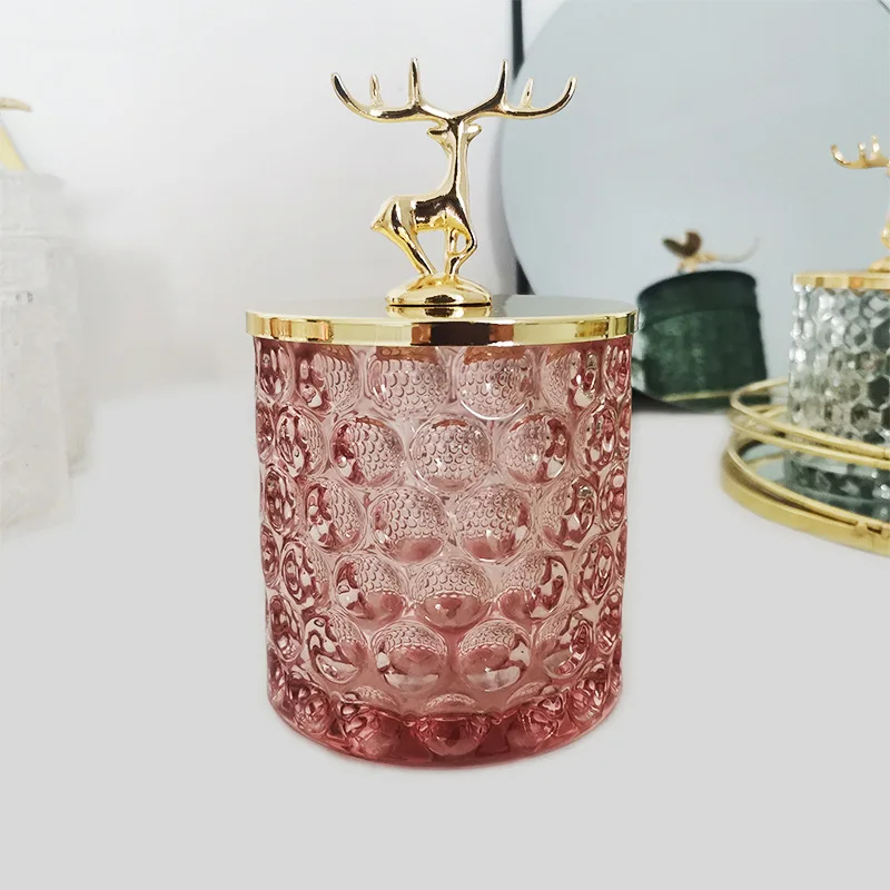 Nordic Glass Storage Jar With Lid Gold Diamond Spices Candy Jewelry Coffee Can Kitchen Organizer 1 – Pcs