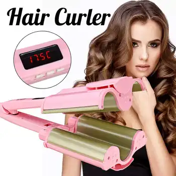 

26mm/32mm Ceramic Three Tubes Hair Curlers Digital Display Big Wave Hair Waver Curling Irons Curler Quick Heat Hair Style Tool