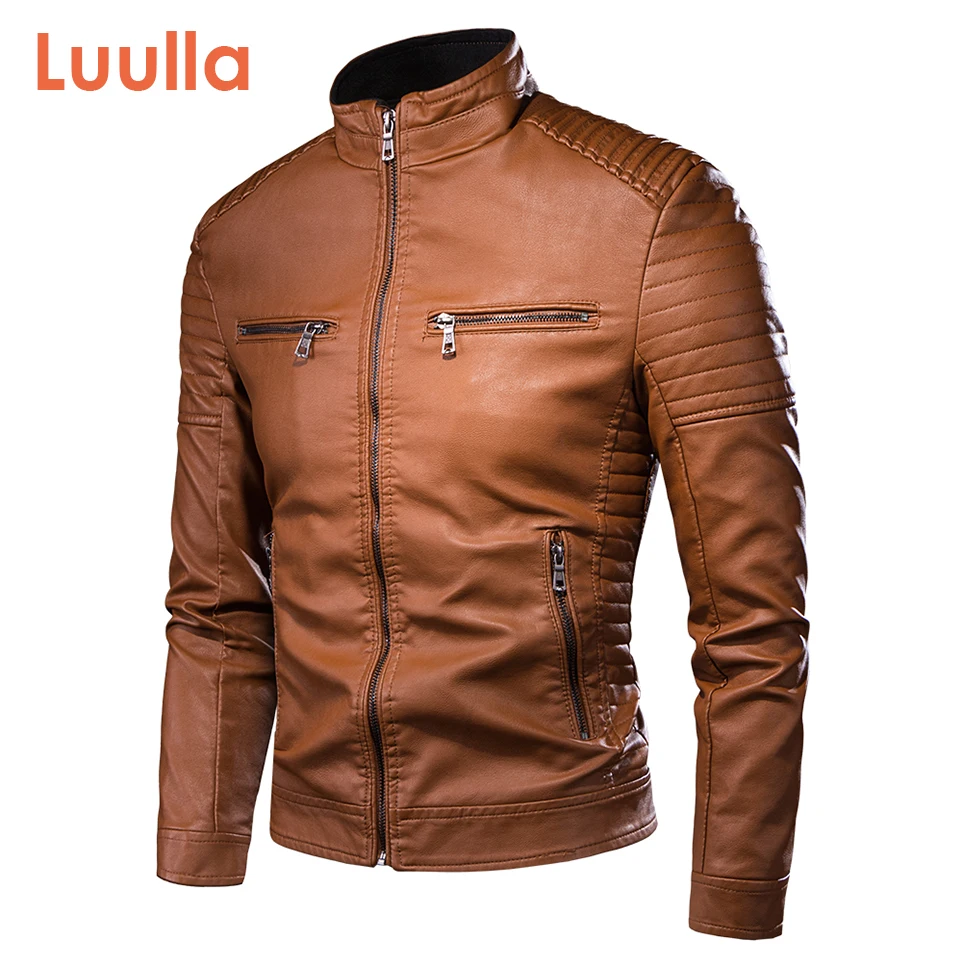 Luulla Men Spring Brand New Causal Vintage Leather Jacket Coat Men