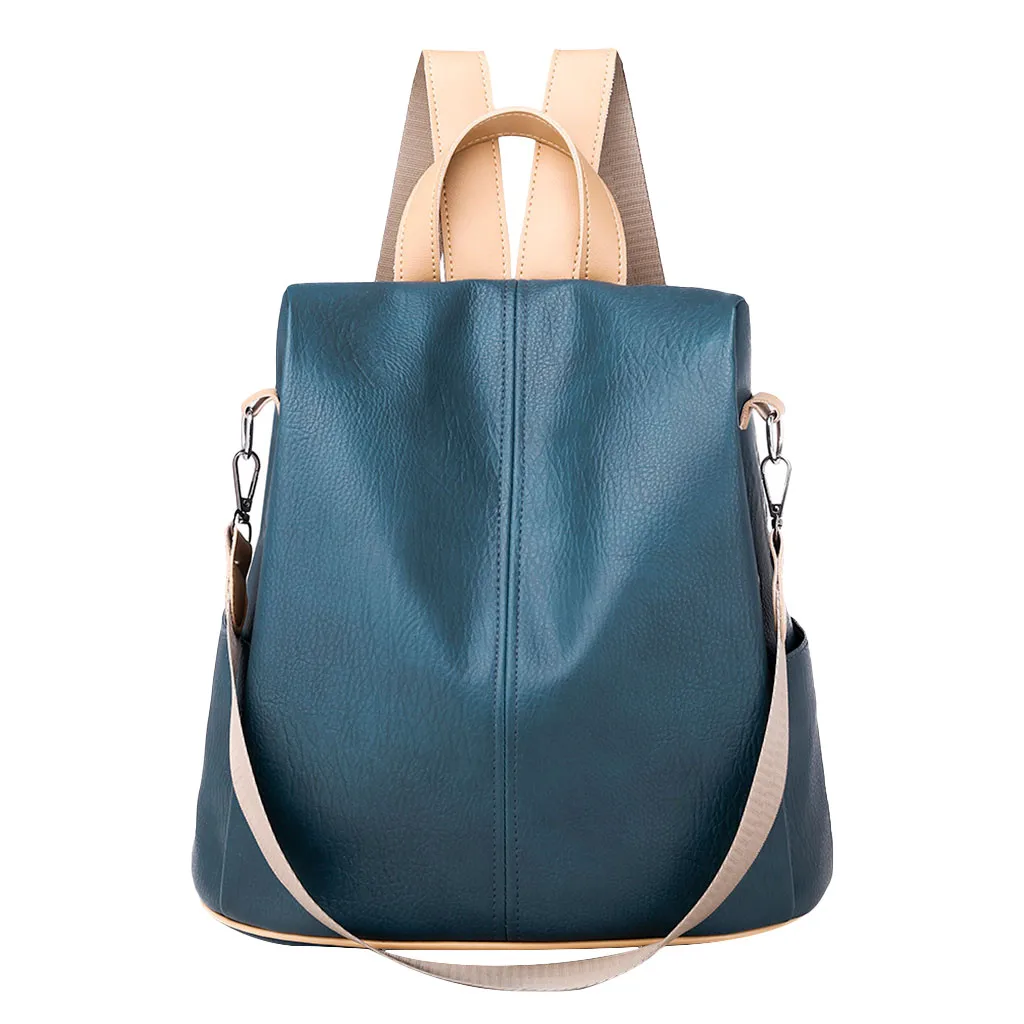 Aelicy ретро женский кожаный рюкзак, повседневный школьный рюкзак для колледжа, студенческий ноутбук, рюкзак для девочек, рюкзак для путешествий, Противоугонный - Цвет: BU