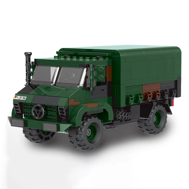 

The New Military high-tech Weapon Army German 4x4 Unimog Truck Tank Carrier Armored Car Building Blocks WW2 Bricks Toys