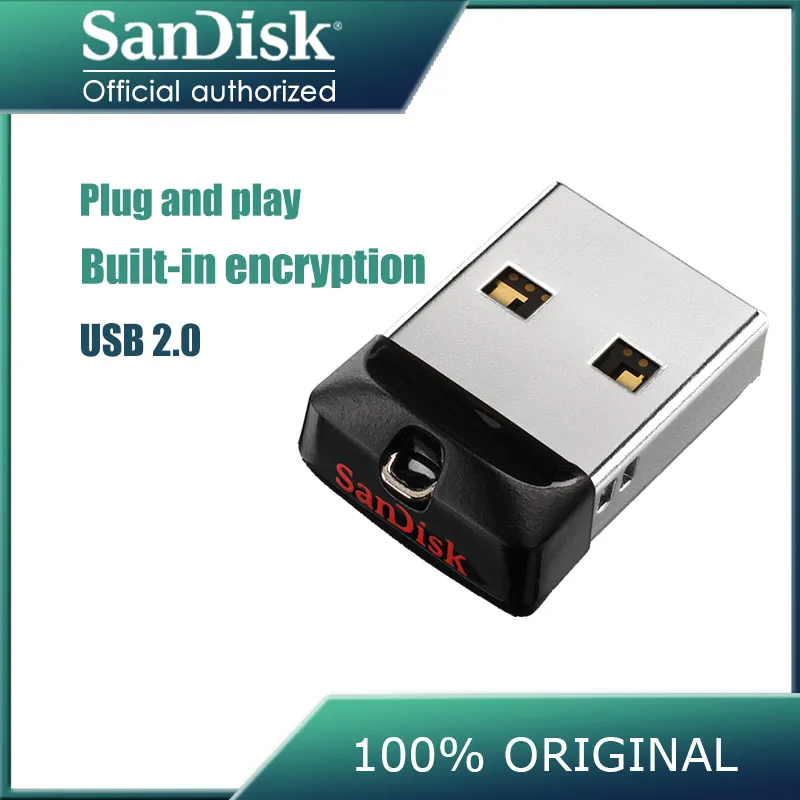 SanDisk USB 2,0 CZ50 супер мини-usb флэш-накопитель 64 ГБ 32 ГБ Cruzer Fit CZ33 Флешка 32 Гб карта памяти 16 ГБ 8 ГБ U диск USB ключ 128