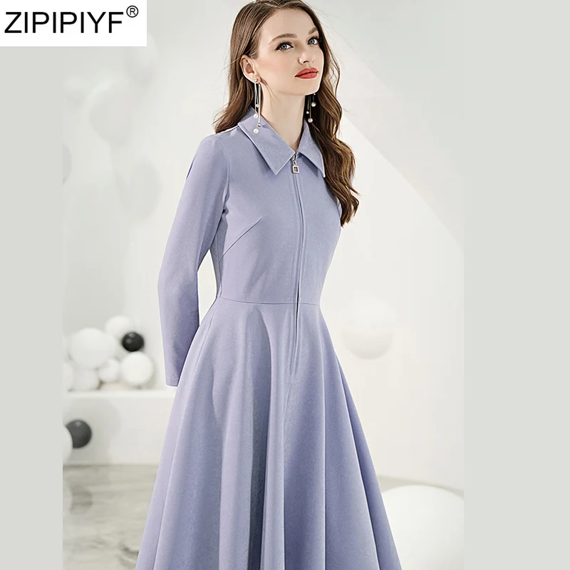 2020 New Women Office work A-Line dresses Elegant Turn down Collar Long Sleeve Slim Knee-Length Party Shirt Dress Vestidos | Женская