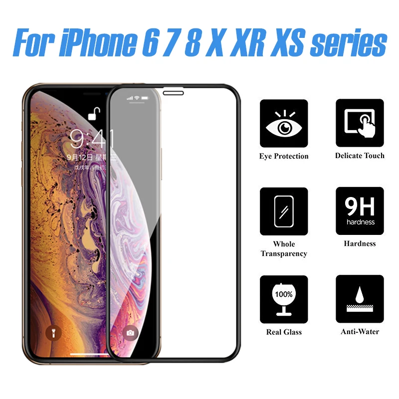 Защитное стекло для iPhone x закаленное защитное экрана 7 8 plus xr xs max rx sx s tremp aphone