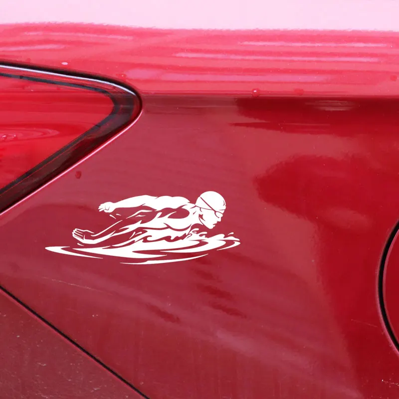 YJZT 17,2 см* 6,4 см плавательный пловец бабочка ход Мода Виниловая наклейка на автомобиль стикер автомобиля черный/серебристый C31-0196