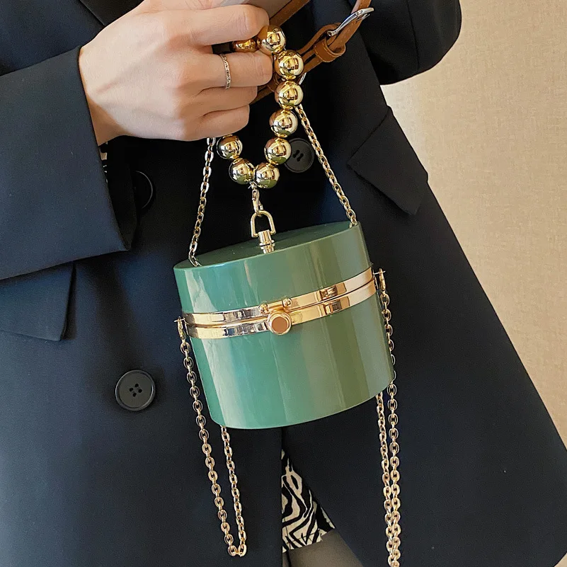 Acrylic Round Purses and Handbags for Women Sequin Beaded Shoulder Chain Bag Small Crossbdoy Party Pouch Clutches | Багаж и сумки
