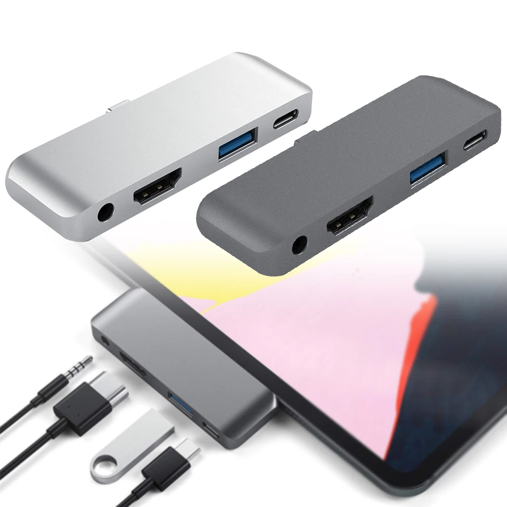 Type c 3 5mm Headphone Jack PD Charging USB Hub Adapter Compact Portable 4K HDMI Stable High Speed Concentrator For IPad Pro