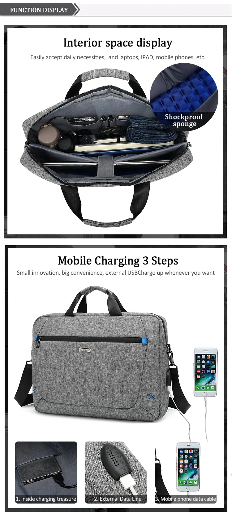 CoolBell мужской офисный портфель водонепроницаемая сумка на плечо для ноутбука Повседневная сумка через плечо сумки-мессенджеры противоугонные сумки большой емкости