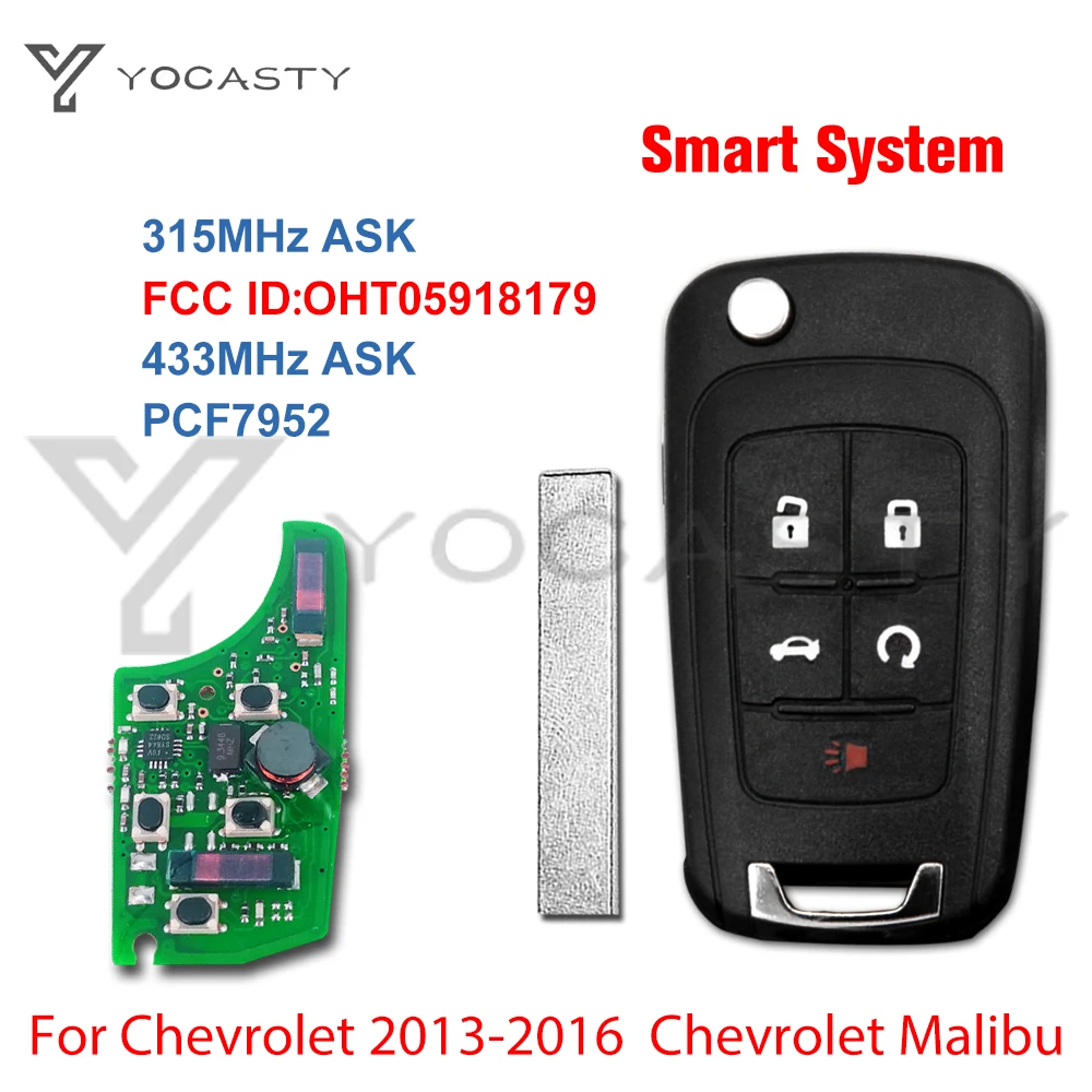Выкидной Автомобильный ключ yocпластика 5btns для Chevrolet Cruze Impala Malibu SS 2011-2017 чип PCF7952