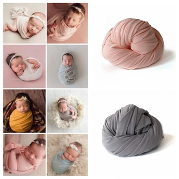 

50*150cm Newborn Baby Photo Props Blankets Stretch Knitted Wrap Swaddle Boys Girls Photography Shoot