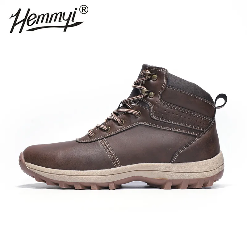 Hemmyi мужские походные ботинки, кроссовки, мужская водонепроницаемая обувь, тактические военные ботинки, мужская обувь, Нескользящие ботинки для альпинизма - Цвет: Dark brown