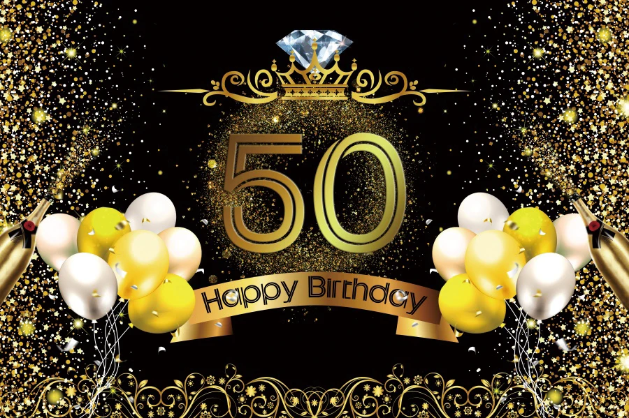 Золотые шарики короны день рождения 60 50 40 30 алмаз Photcall Плакат портрет фото фон для фотографии фонов - Цвет: NZY08074