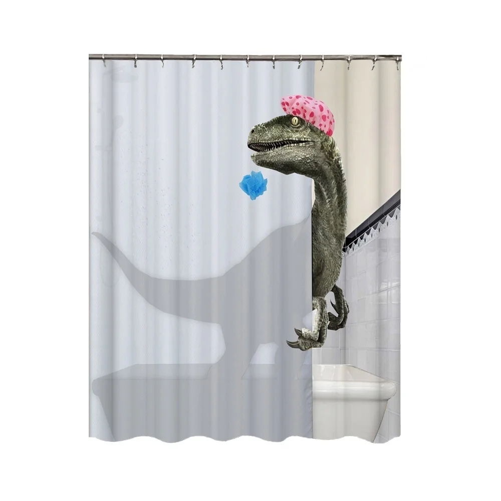 Shower Curtain 4 шт. набор для ванной с динозавром, занавеска для душа/коврик для ванной/набор подушечек для унитаза, Нескользящие коврики, ковры, коврик для унитаза - Цвет: Shower Curtain