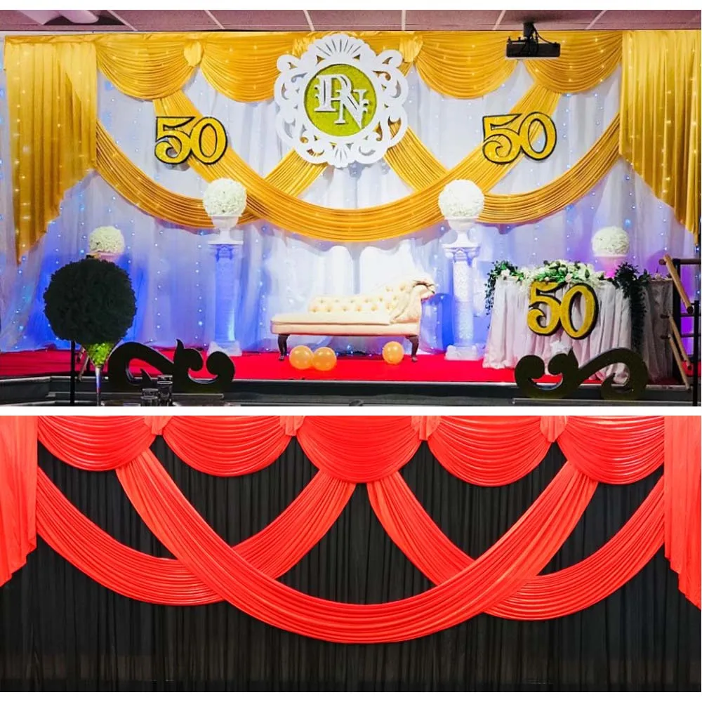 New 3M*6M White/Blue/Gold Multi Colors Already Made Ice Silk Party Wall Backdrop For Wedding Ceremony Conference Event Decor |