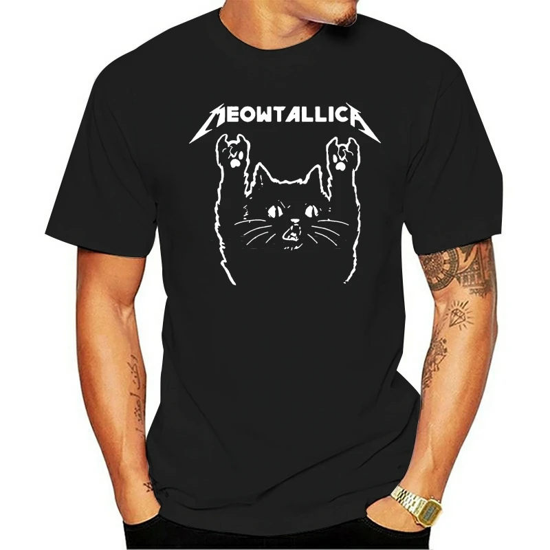 

Cat Meowtallica Cat Rock Music Men T-Shirt Dark Heather Cotton S-3Xl Summer Style Tee Shirt