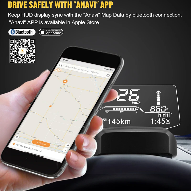 On Board Computer With Bluetooth Live Navigation HUD OBD2 Speed Fuel Consumption Head Up Display Car Electronics On Board Computer With Bluetooth Live Navigation HUD OBD2 Speed Fuel Consumption Head Up Display Car Electronics