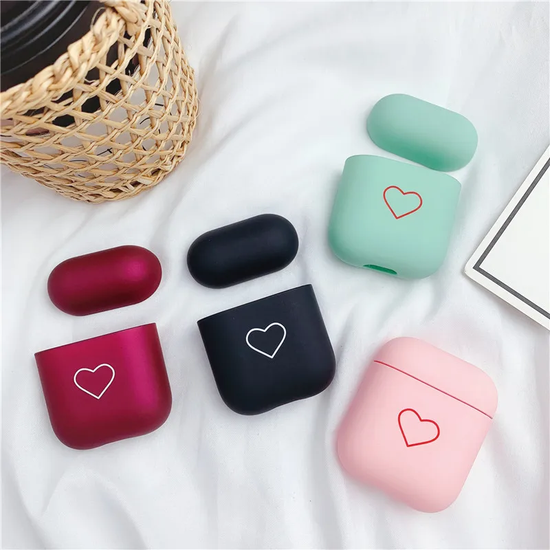 Милый чехол для пар с сердцем Apple Airpods 1/2 Жесткий ПК беспроводной Bluetooth наушников