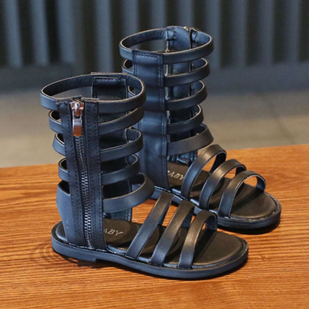 

Kids Shoes Hollow Pattern Roman Sandals Open-toe High-top Sandals Non-slip Summer Shoes Beach Shoes