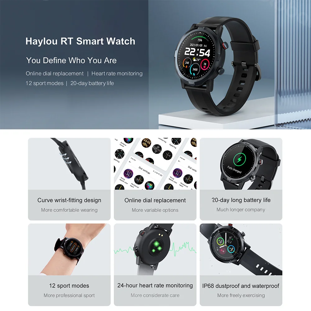 Haylou RT LS05S Smart Watch Sports Heart Rate Monitor IP68 16 H1144525ea503495abe05ec61fad22e223