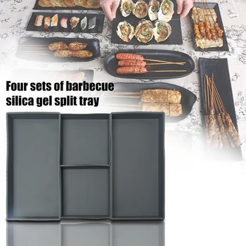 

4pcs/set Cooking Reimagined Soft Silicone High Temperature Resistance Easy Clean Home Kitchen Solid Sheet Pan Grey Non Stick BBQ