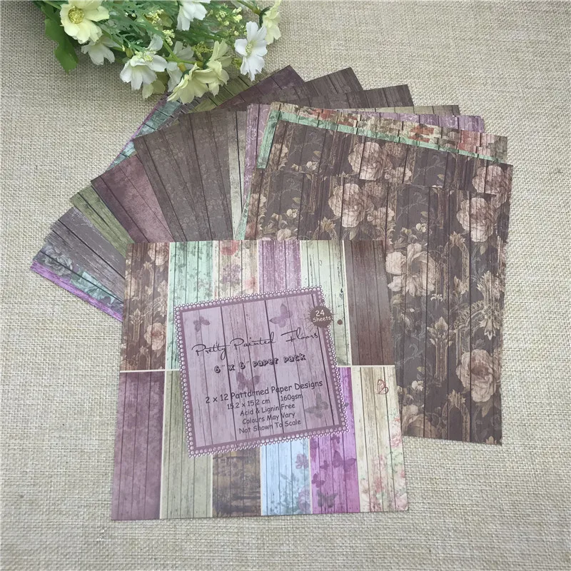 

24 sheet 6"X6" butterfly of the flower patterned paper Scrapbooking paper pack handmade craft paper craft Background pad