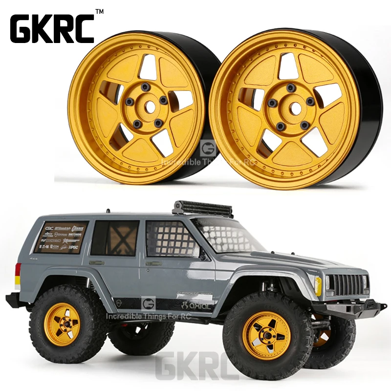 

For 1/10 Rc Tracked Vehicle Trx4 Defender Mustang Rc4wd D90 D110 Axial Scx10 90046 Jimny Cfx Vs4 2.2 Inch Gold Metal Wheel